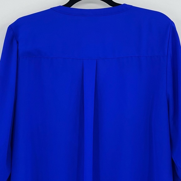 Torrid Harper Vibrant Blue Zipper V-Neck Roll-Tab Sleeve Popover Blouse Top 1X - Picture 5 of 8